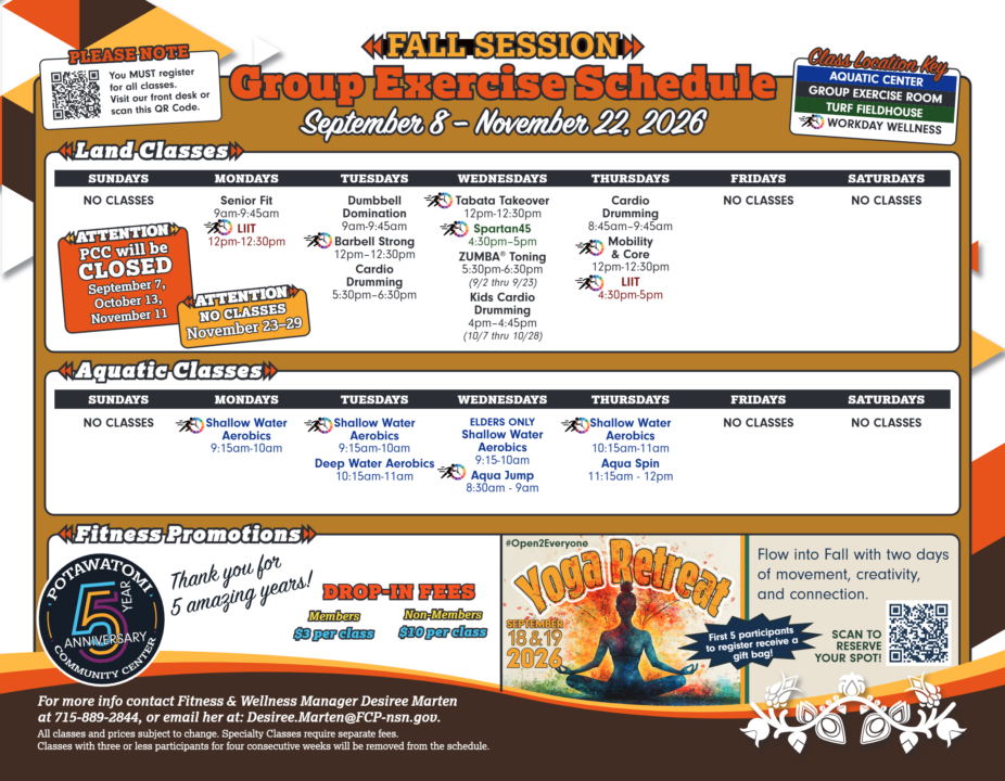 Fall Group Exercise Schedule